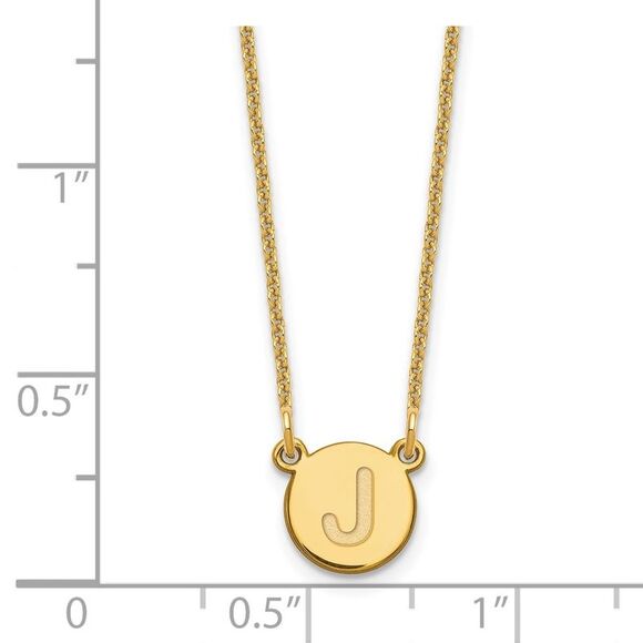 Kazi Luxury 14k Yellow Gold Tiny Circle Block Letter J Initial Necklace - Picture 2 of 2